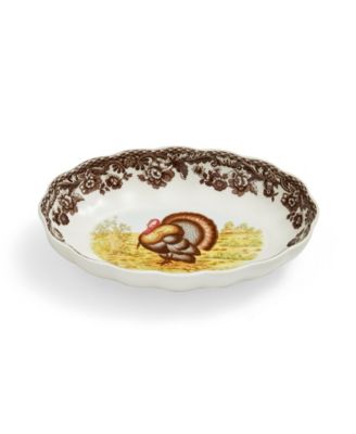 Woodland Turkey Oval Fluted Dish, Set of 2