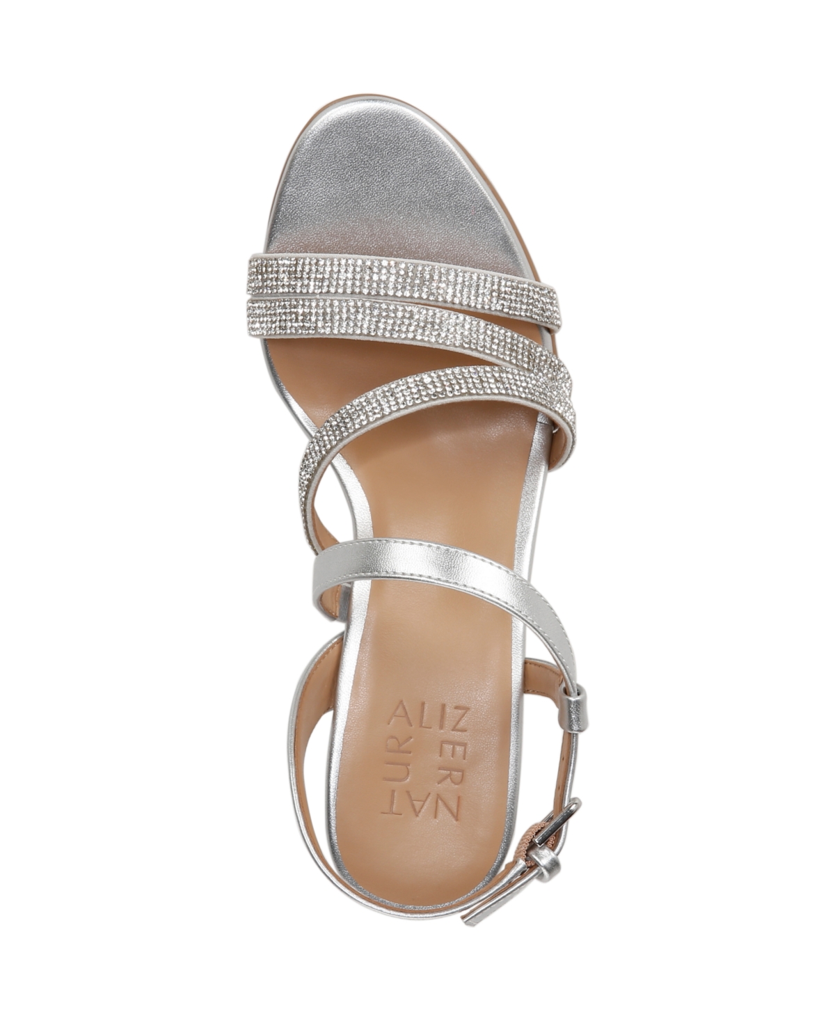 Naturalizer Bridget4 Womens Faux Leather Open Toe Block Heels In Silver Crystal Faux Leather