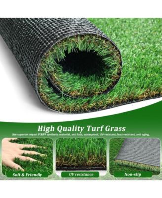 Simplie Fun Outdoor Artificial Grass Runner: Thick Realistic Faux Lawn Roll Decor