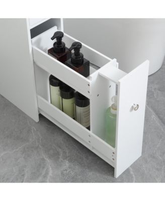 Wooden Narrow Modern Bathroom Furniture Cabinet, White