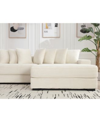 Oversized Velvet L-Shaped Corner Sofa with Pillows
