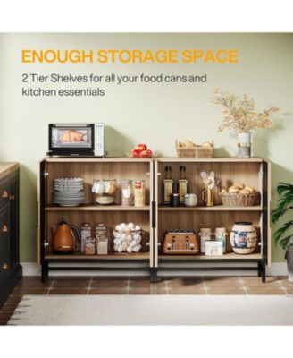 63-Inch FarmYFuse Sideboard Cabinet with Doors and Storage for Kitchen, Dining Room, or Living Room