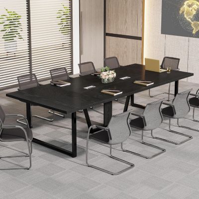 94.5-Inch Conference Table for 10 People, Industrial 8 FT Meeting Table with Two Grommets, Rectangular Podcast Training Table