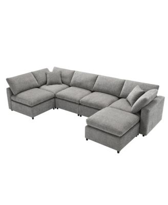 Modern Modular 6-Seat Cloud Sofa Bed with Ottoman