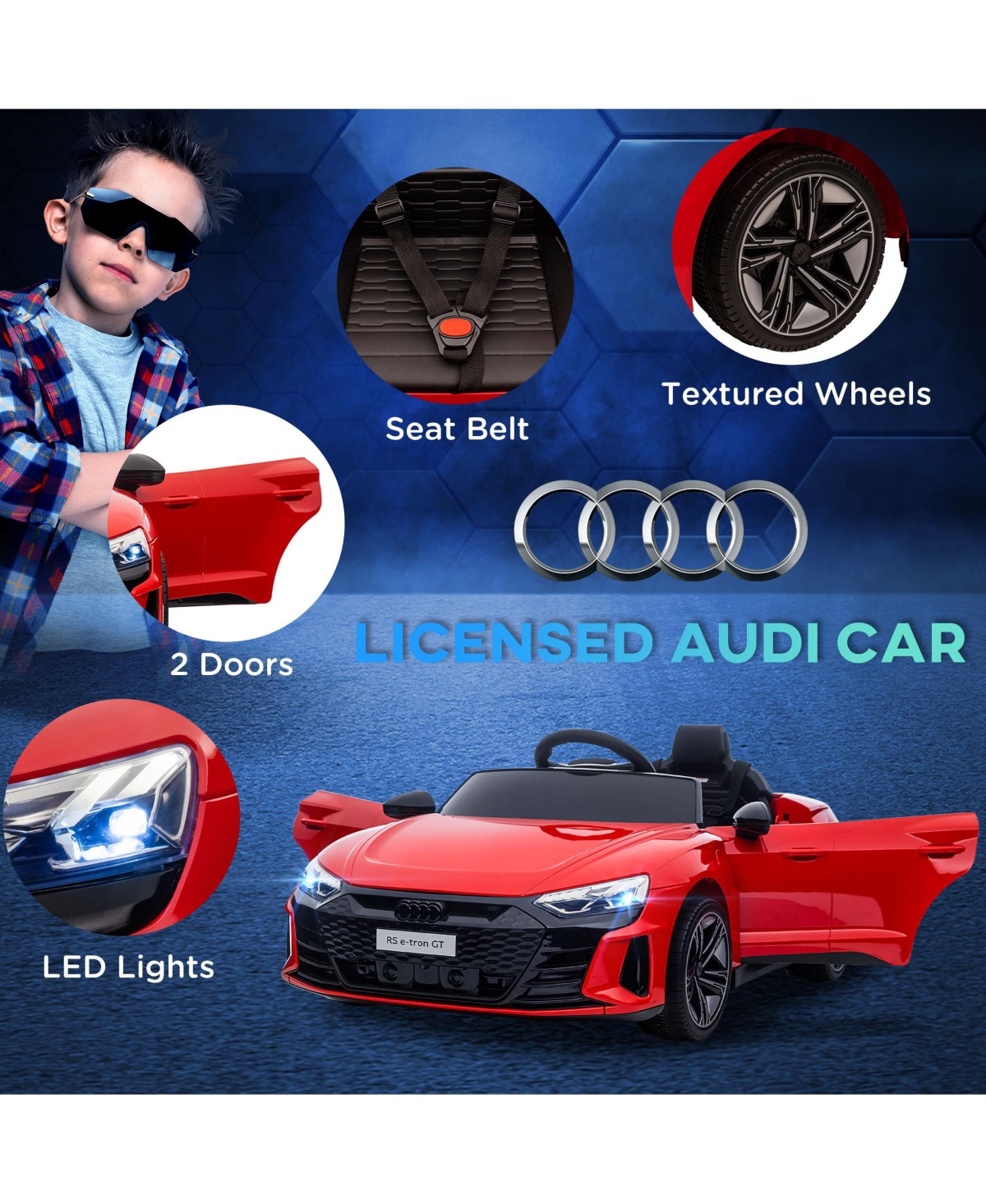 Streamdale Furniture 12V Audi Rs E-tron Gt Ride-on Car for Kids
