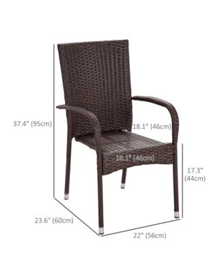 Stackable Outdoor Rattan Dining Chairs with Cushions (Set of 2)