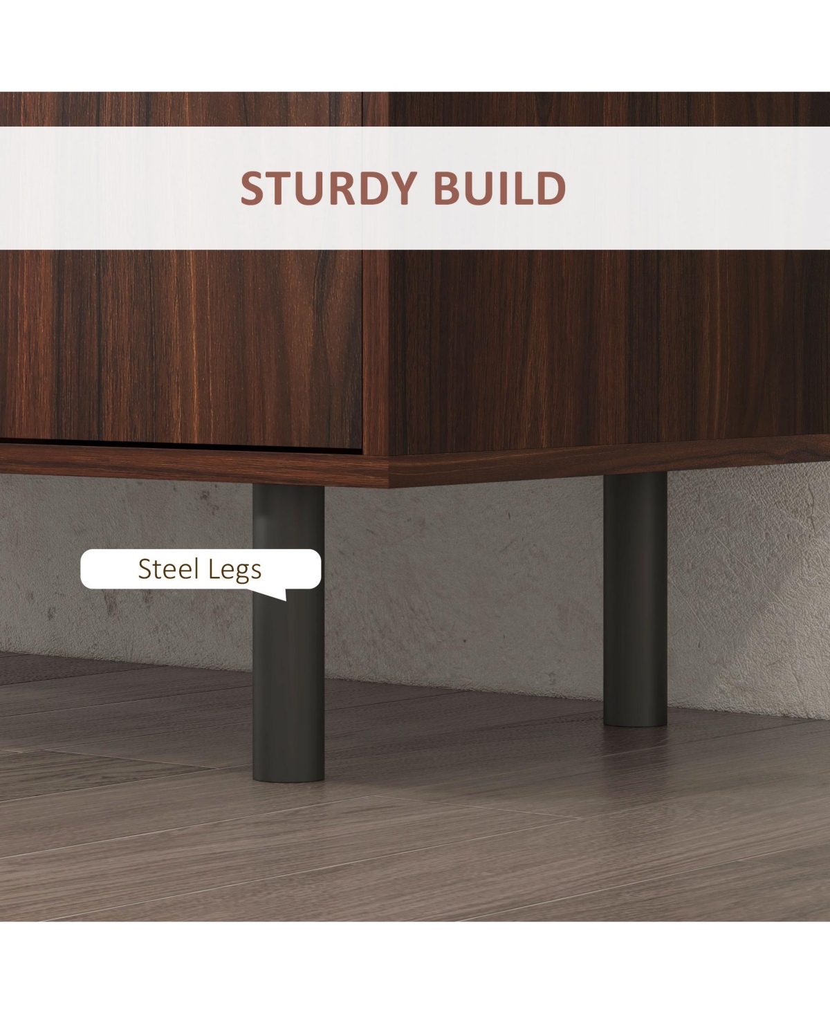 Simplie Fun Rustic Brown Sideboard Buffet Cabinet with Storage and Adjustable Shelves