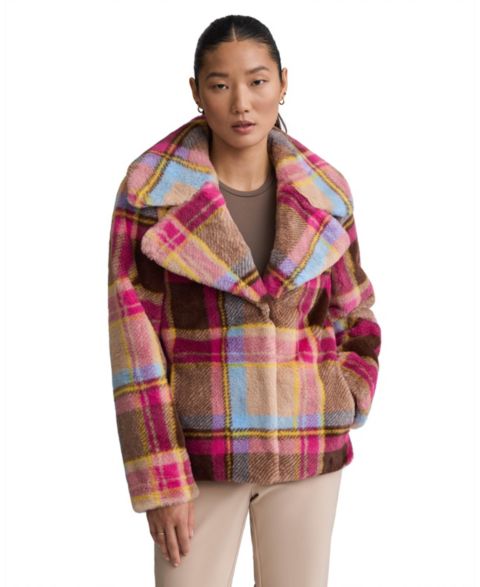 Женские куртки NVLT Women's Faux Fur Plaid Jacket