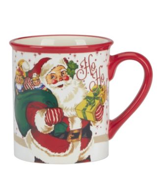 Santa's Retro Christmas Mugs, Set of 4