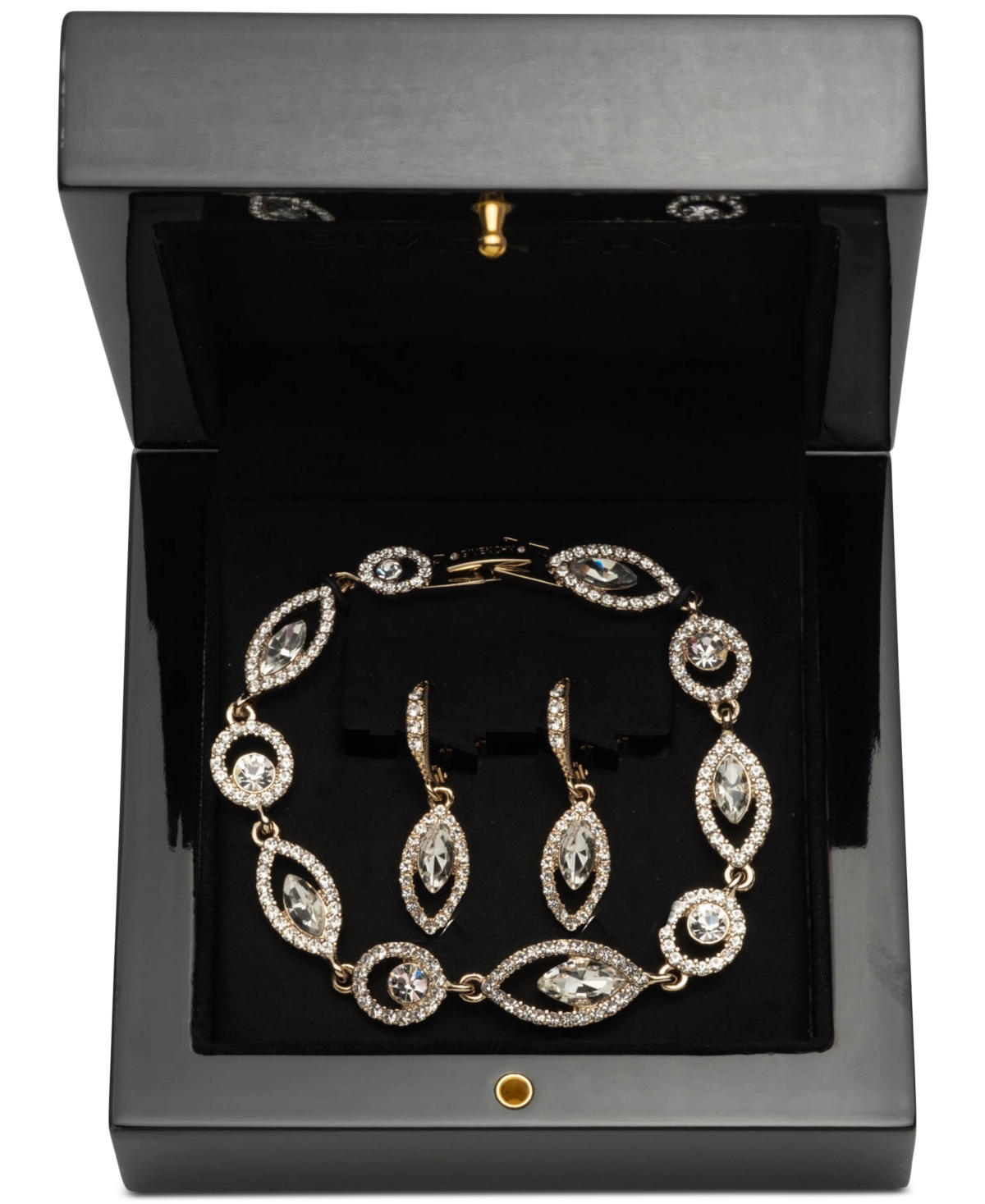 Givenchy Mixed-cut Crystal Flex Bracelet & Drop Earrings Set In Gold