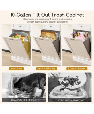 Double Tilt Out Trash Cabinet with Hutch and Rubber Wood Countertop