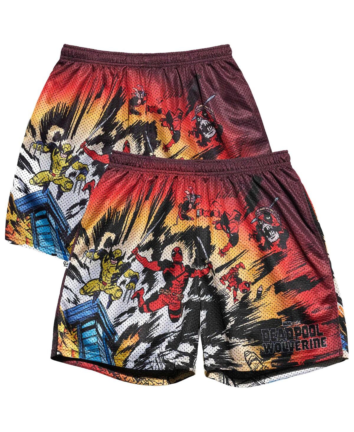 CHALK LINE MEN'S RED DEADPOOL WOLVERINE EXPLOSION RETRO SHORTS 