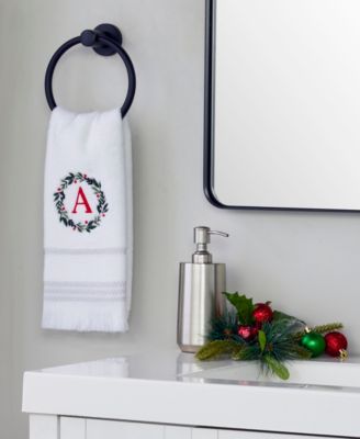 Wreath Monogram Cotton Hand Towel, 16" x 26"