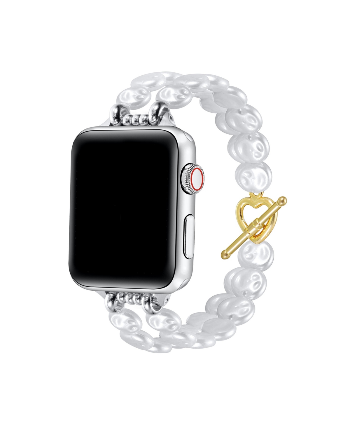 Posh Tech Eloise Faux Pearl Band For Apple Watch 44,45,46,49mm In White With Gold
