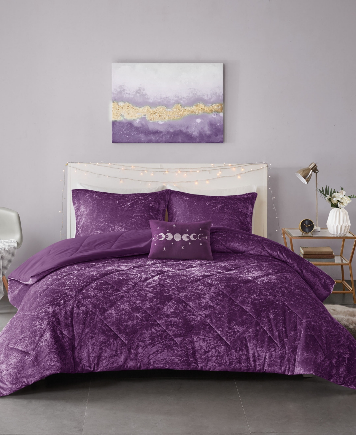 Intelligent Design Felicia Velvet 4-pc. Comforter Set, Full/queen In Purple