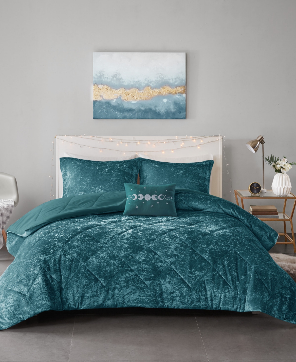 Intelligent Design Felicia Velvet 4-piece Duvet Cover Set, Full/queen In Teal