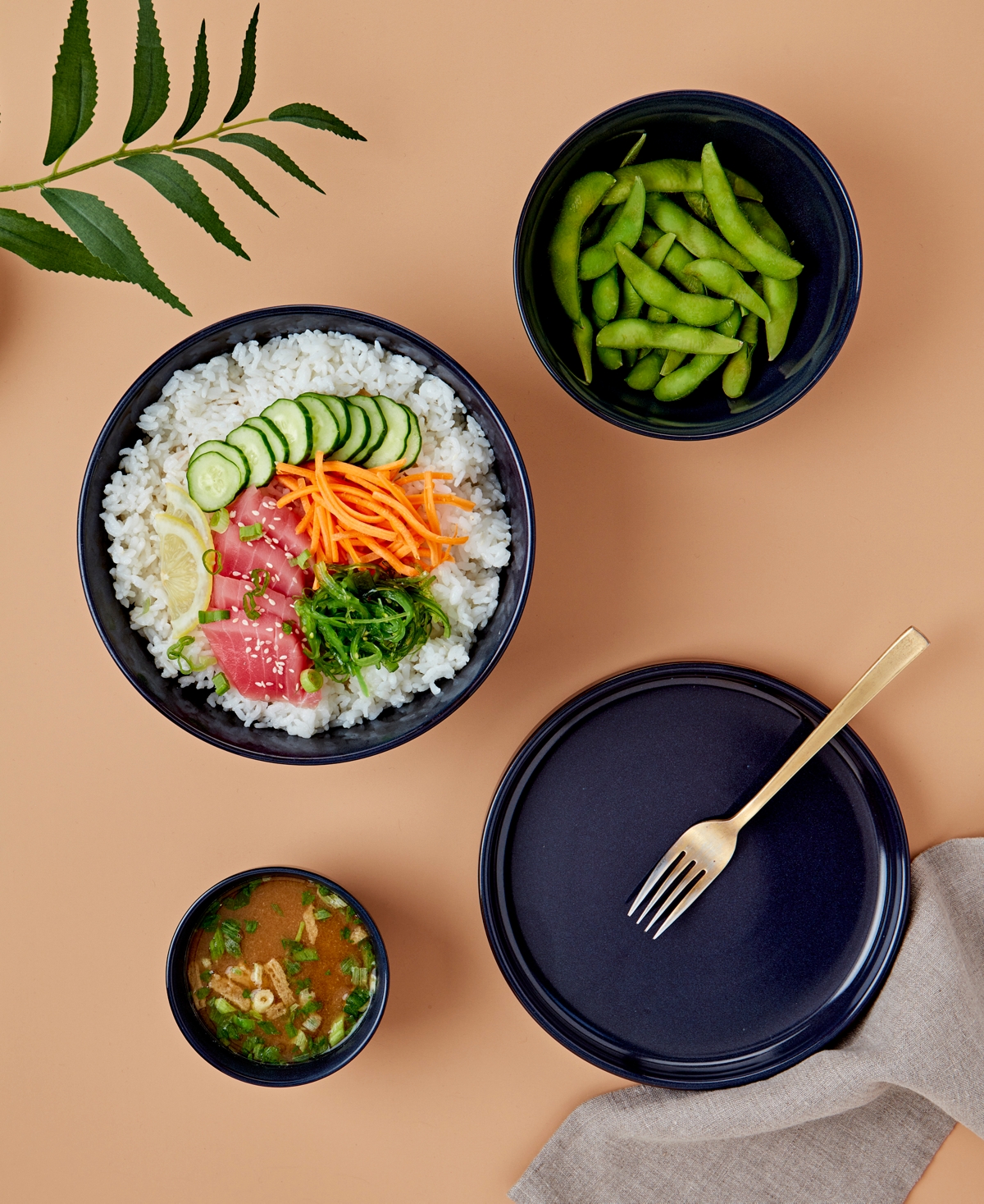 Infuse Nesting 4 Pc. Noodle Bowl Set, Service For 1 In Navy