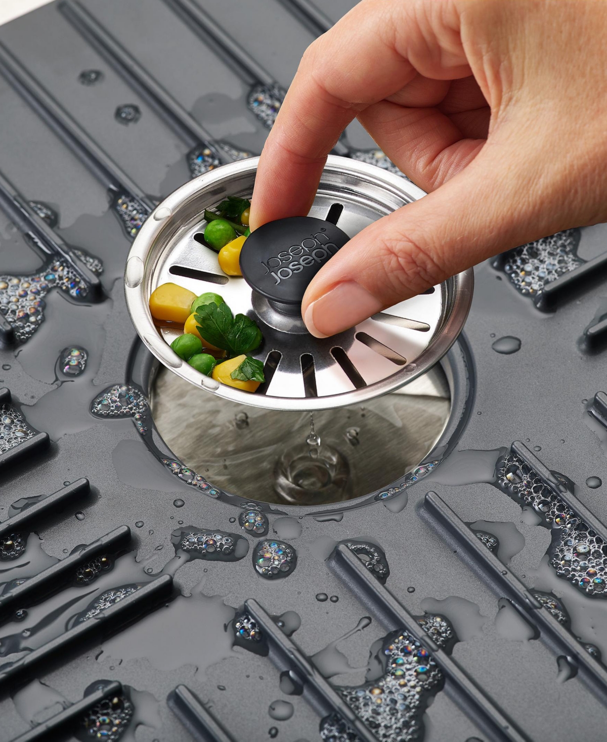 Joseph Joseph Sinkshield Large Sink Protecting Mat With Draining Plug In Grey