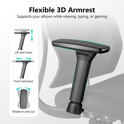 Mesh Office Chair Ergonomic Recliner Chair with 3D Adjustable Armrests & Lumbar Support