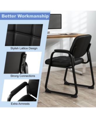 Upholstered Waiting Room Chair with Armrest and Ergonomic Backrest-Black