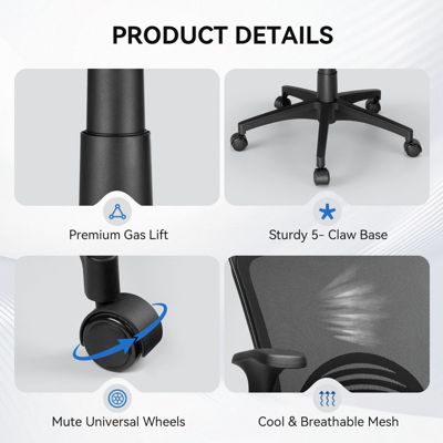 Ergonomic Office Chair Mesh Swivel Task Chair with Lumbar & Back Support