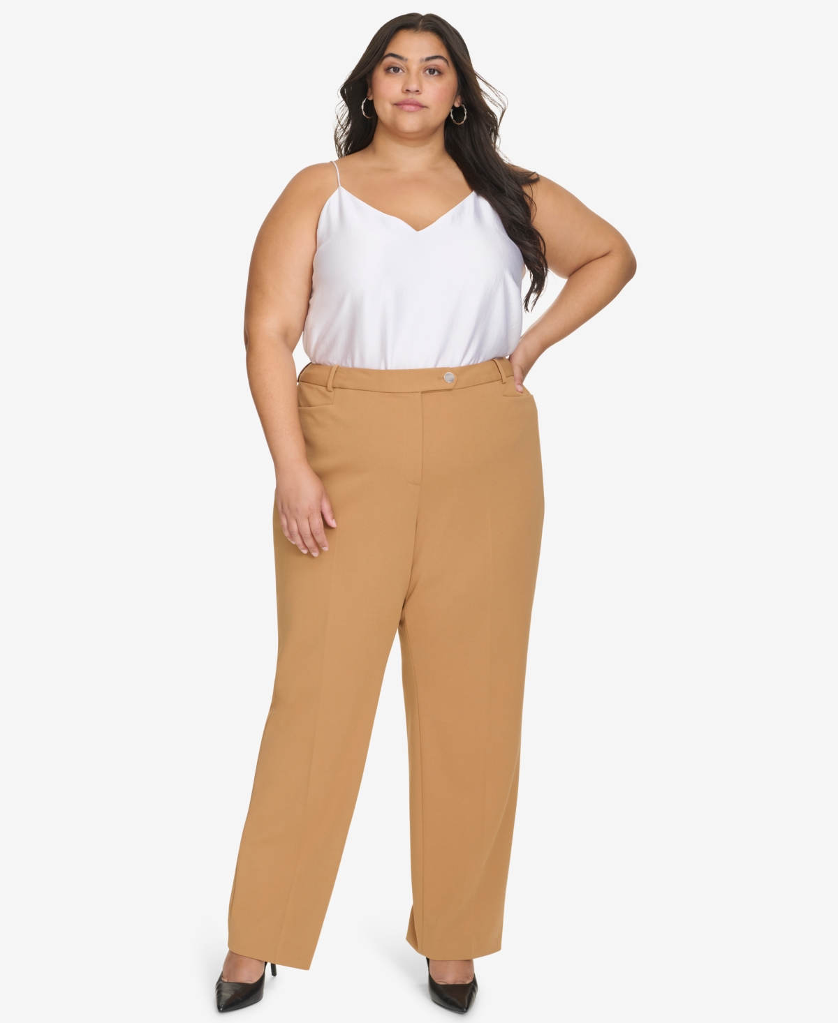 Calvin Klein Plus Size High Rise Straight Leg Pants