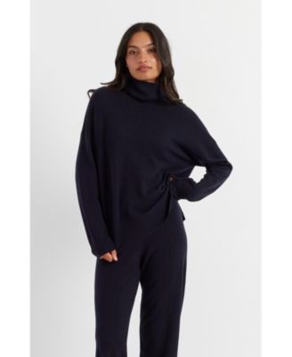 Women's Relaxed Roll Neck Wool & Cashmere Sweater