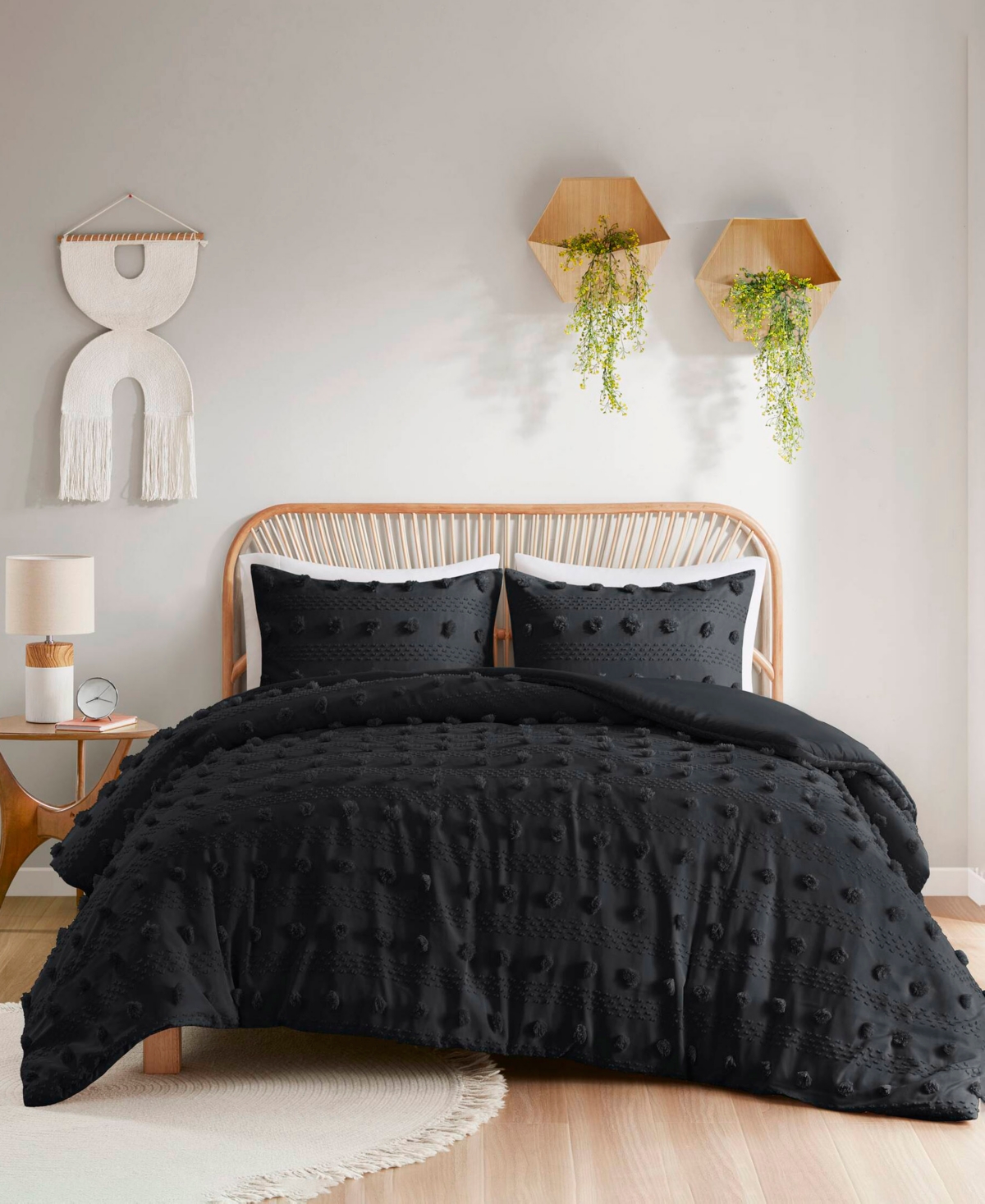 Intelligent Design Lucy Clip Jacquard 3-piece Duvet Cover Set, Twin/twin Xl In Black