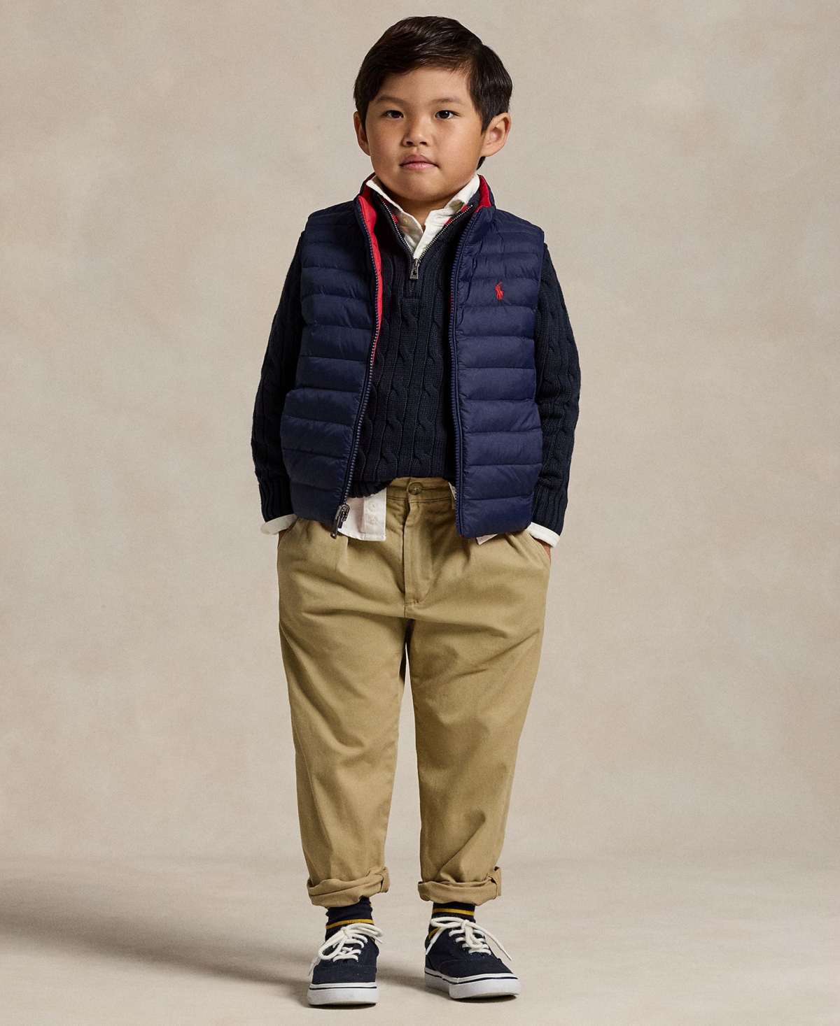 Polo Ralph Lauren Toddler and Little Kid's Unisex P-Layer 2 Reversible Quilted Vest Jacket -Red