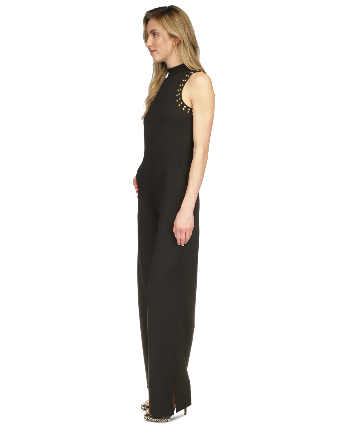 Michael Michael Kors Women's Astor Studded Sleeveless Mock-Neck Jumpsuit