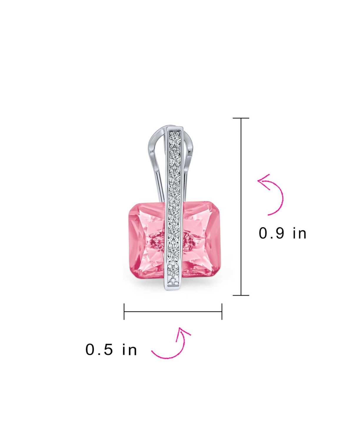 Bling Jewelry Art Deco Style Square Cubic Zirconia Rectangle Emerald Cut Cz Drop Earrings For Women Rhodium Plated Omega Back