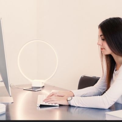 Circle 15" Dimmable Modern LED Desk Lamp with USB Port