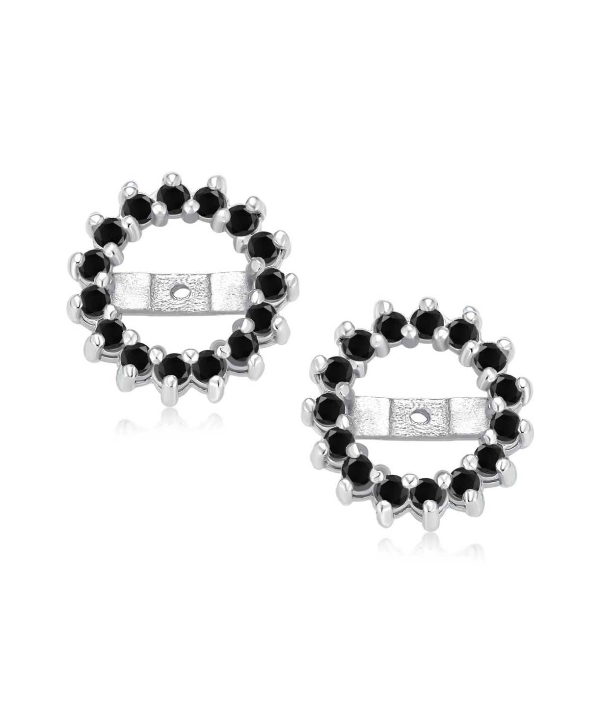 Bling JewelryCubic Zirconia Cz Round Pave Halo Earrings Jackets For Studs Jacket Only For Women Sterling Silver - Black