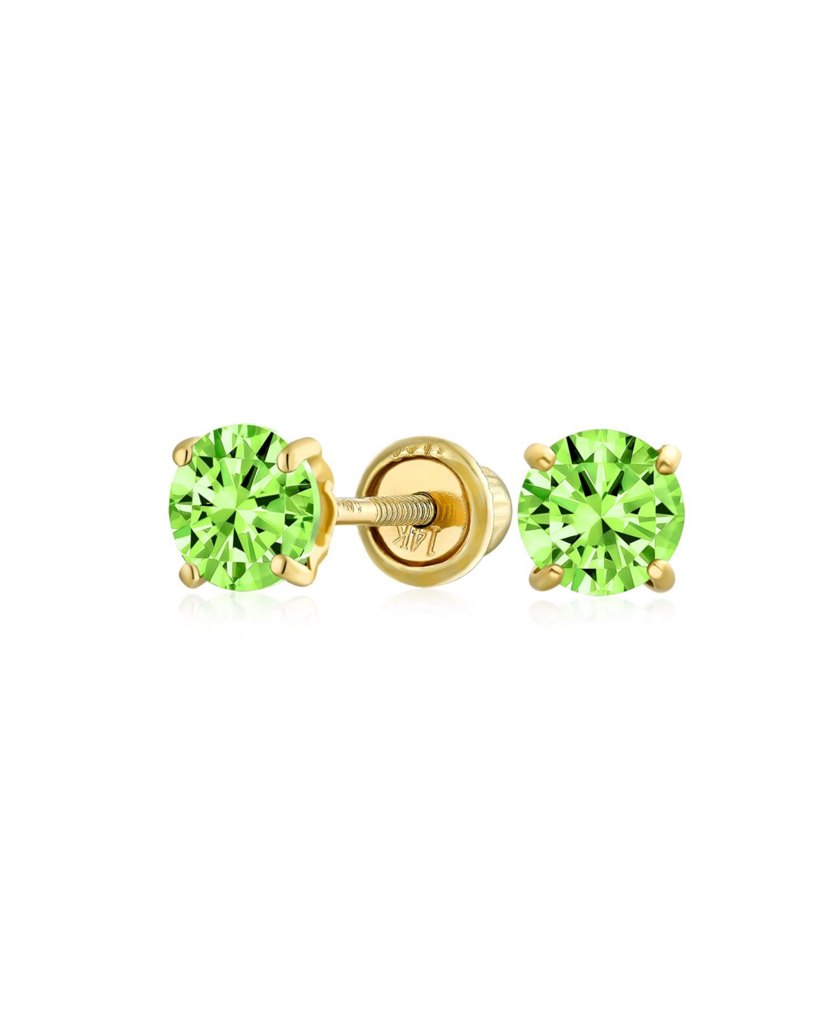Bling Jewelry Minimalist Tiny Cubic Zirconia Blue Aqua Cz Round Solitaire Stud Earrings14K Yellow Gold Screw Back 3MM