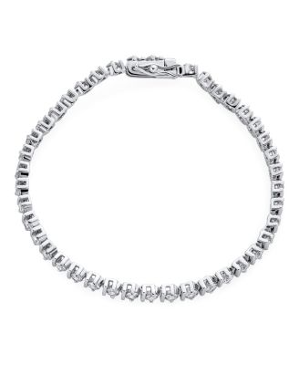 Modern 10CTW CZ Round Solitaire Tennis Bracelet Silver Plated 7, 7.5 Inch
