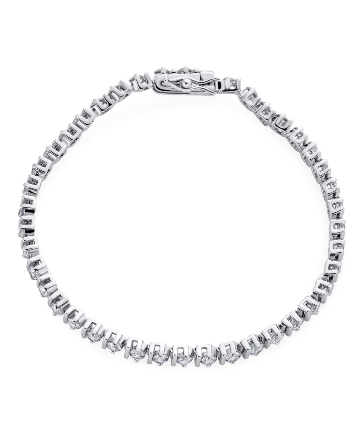 Bling Jewelry Modern Jewelry 10 Ctw Cz Round Solitaire Tennis Bracelet For Women Cubic Zirconia Plated Silver Rhodium