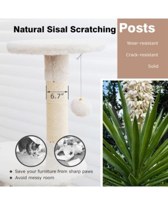 2-in-1 Wooden Litter Box Enclosure with Cat Tree Hidden Washroom Furniture