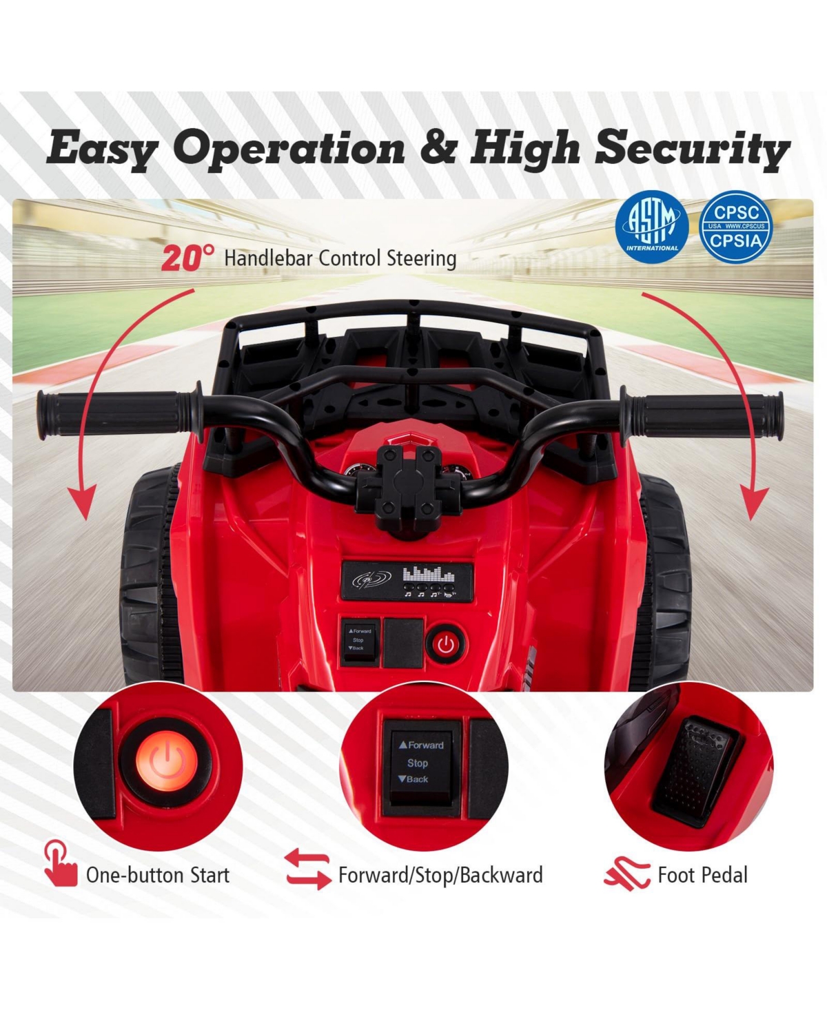 6V Kids Ride On Electric Atv with Led Headlights and MP3 Player-Blue