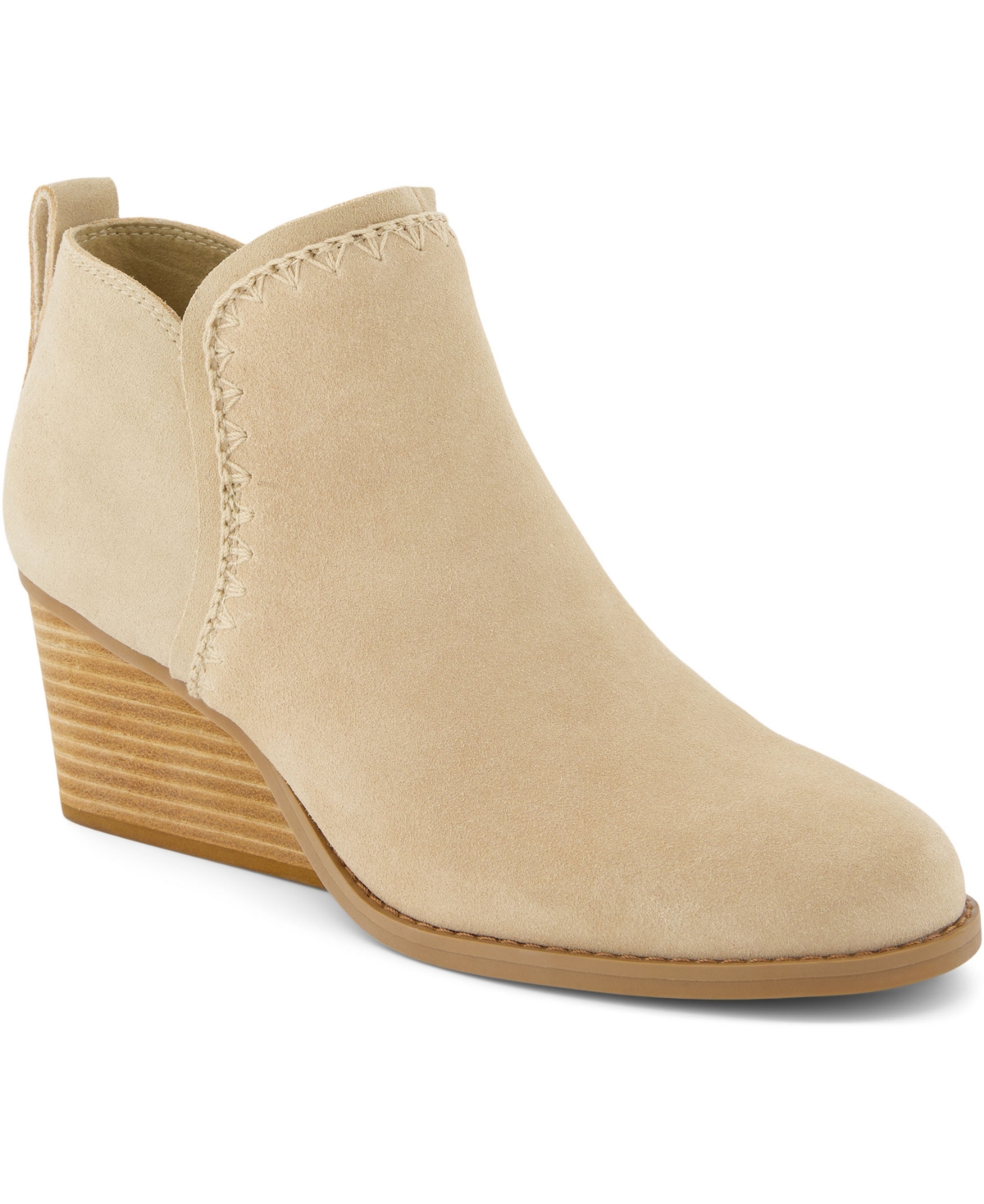 Shop Toms Women's Kaia Wedge Booties In Oatmeal Suede