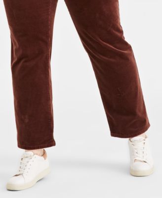Plus Size High-Rise Straight-Leg Corduroy Pants
