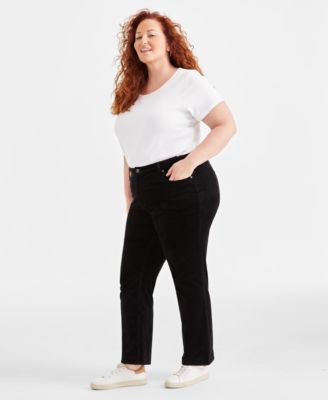 Plus Size High-Rise Straight-Leg Corduroy Pants, Macy's Exclusive