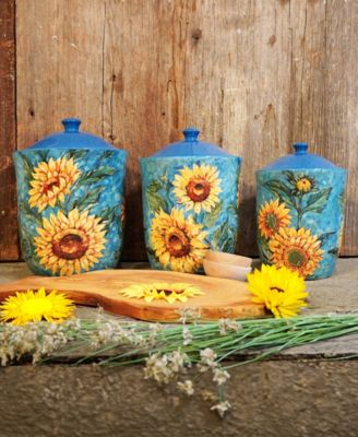 Golden Sunflowers Set of 3 Canisters