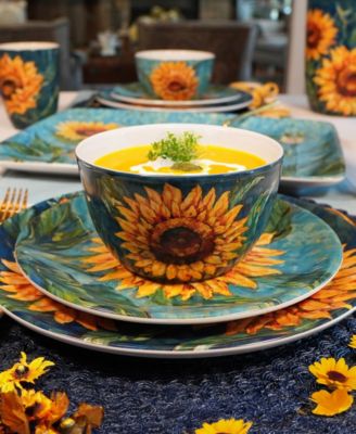 Golden Sunflowers Set of 4 Salad Plates