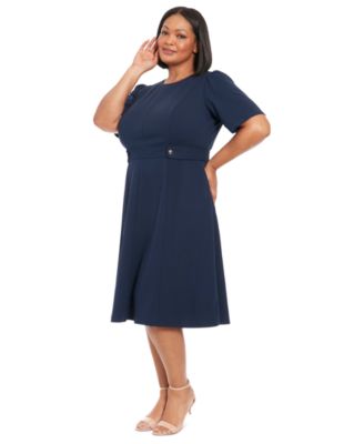 Plus Size Fit & Flare Scuba Crepe Midi Dress
