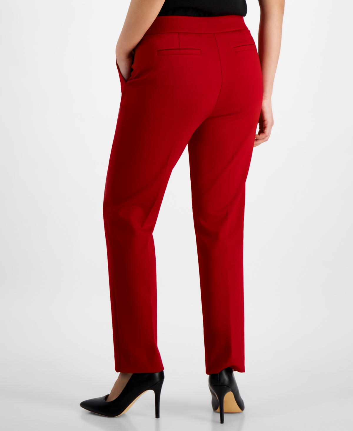 Ak Anne Klein Petite Pull-On Faux-Fly Front Pants