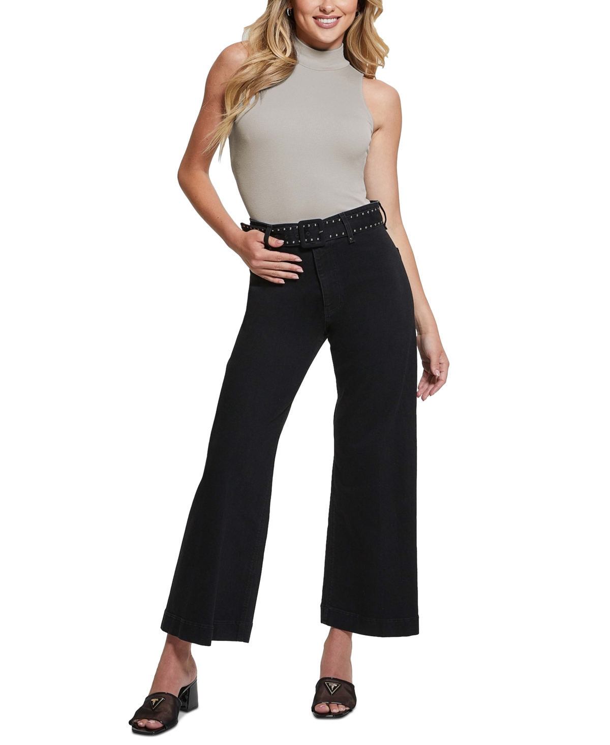 Shop Guess Women's Dakota High-rise Seamless Wide-leg Jeans In Dark Wash