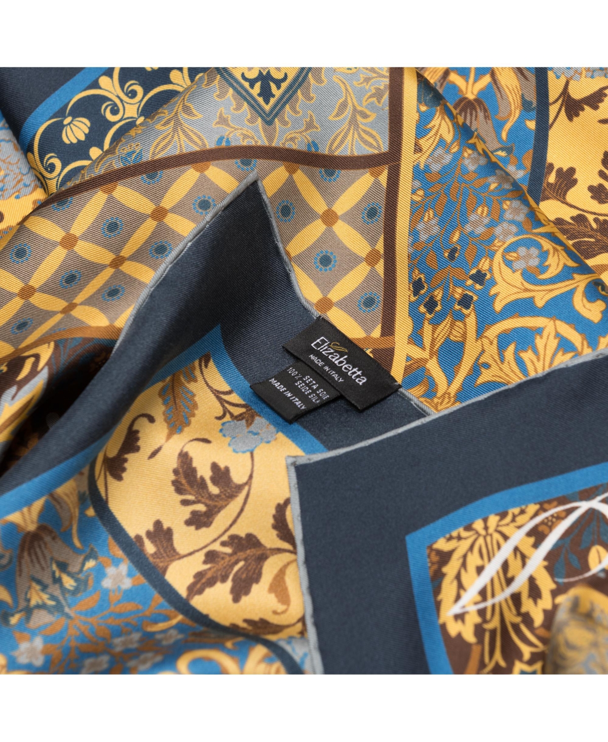 Elizabetta Men's Napoli - Hand Rolled Silk Neckerchief for Men - Yellow and blue