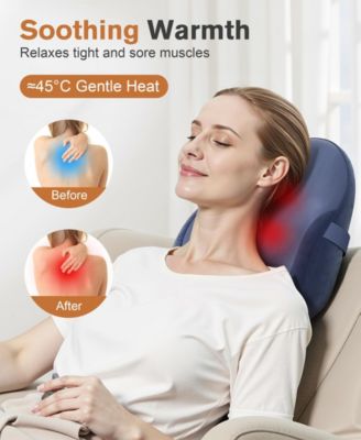 3D Shiatsu Massage Cushion Heat Therapy Neck and Shoulder Massager with Memory Foam