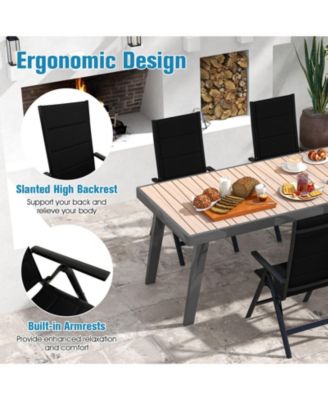 Outdoor Dining Chair with Soft Padded Seat and 7-Position Adjustable Backrest