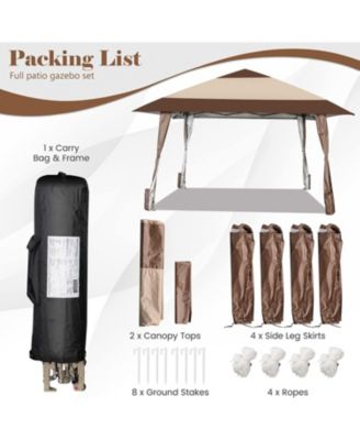 13 x 13 Feet Pop-Up Patio Gazebo with Wheels-Coffee